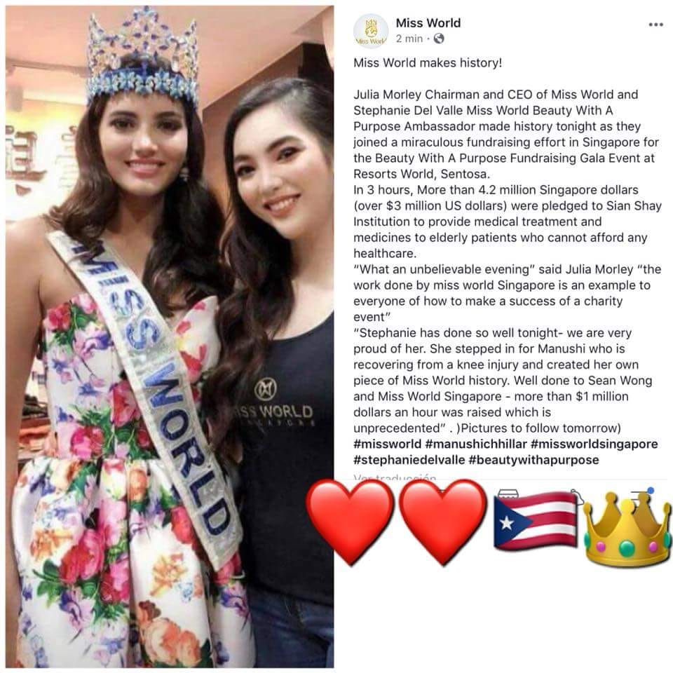 Stephanie haciendo historia en MW Orgullo Boricua!!! oh vuelve a ponerse la corona de miss mundo