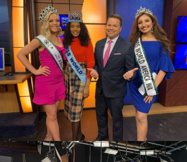 Miss World Toni-Ann, y Miss World America Emmy Rose Cuvelier en Iowa Live y Abc news