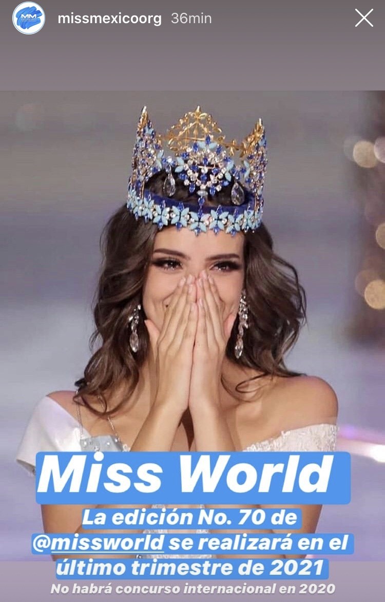 Finalmente Mrs Morley decide cancelar MISS MUNDO 2020 hasta el segundo semestre de 2021