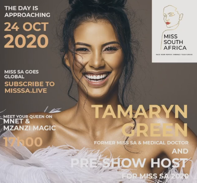 Tamaryn Green será la presentadora del exclusivo programa pre y post de Miss Sudáfrica 2020