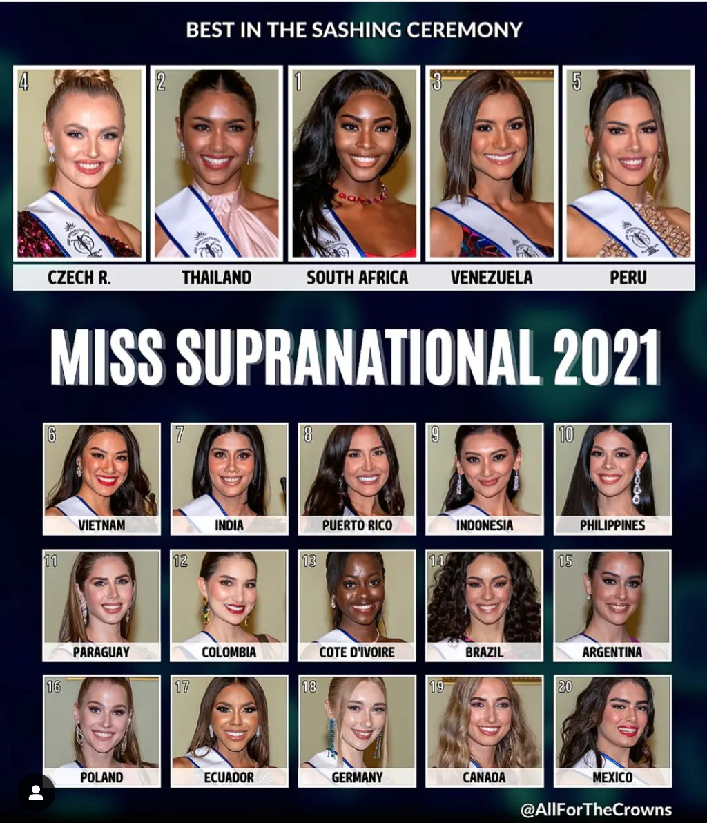 Miss SUPRANATIONAL best in the sashing ceremony.