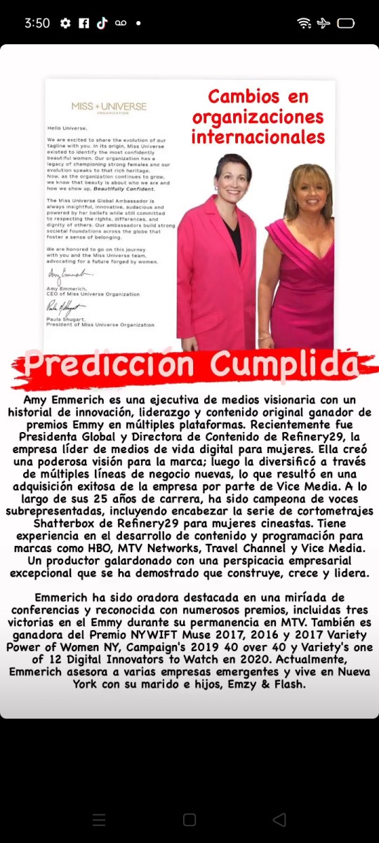 GUAAAAY HOJA DE VIDA DE LA NUEVA CEO DE MISS UNIVERSO Y SE CIERRA LA ERA IMG!!!