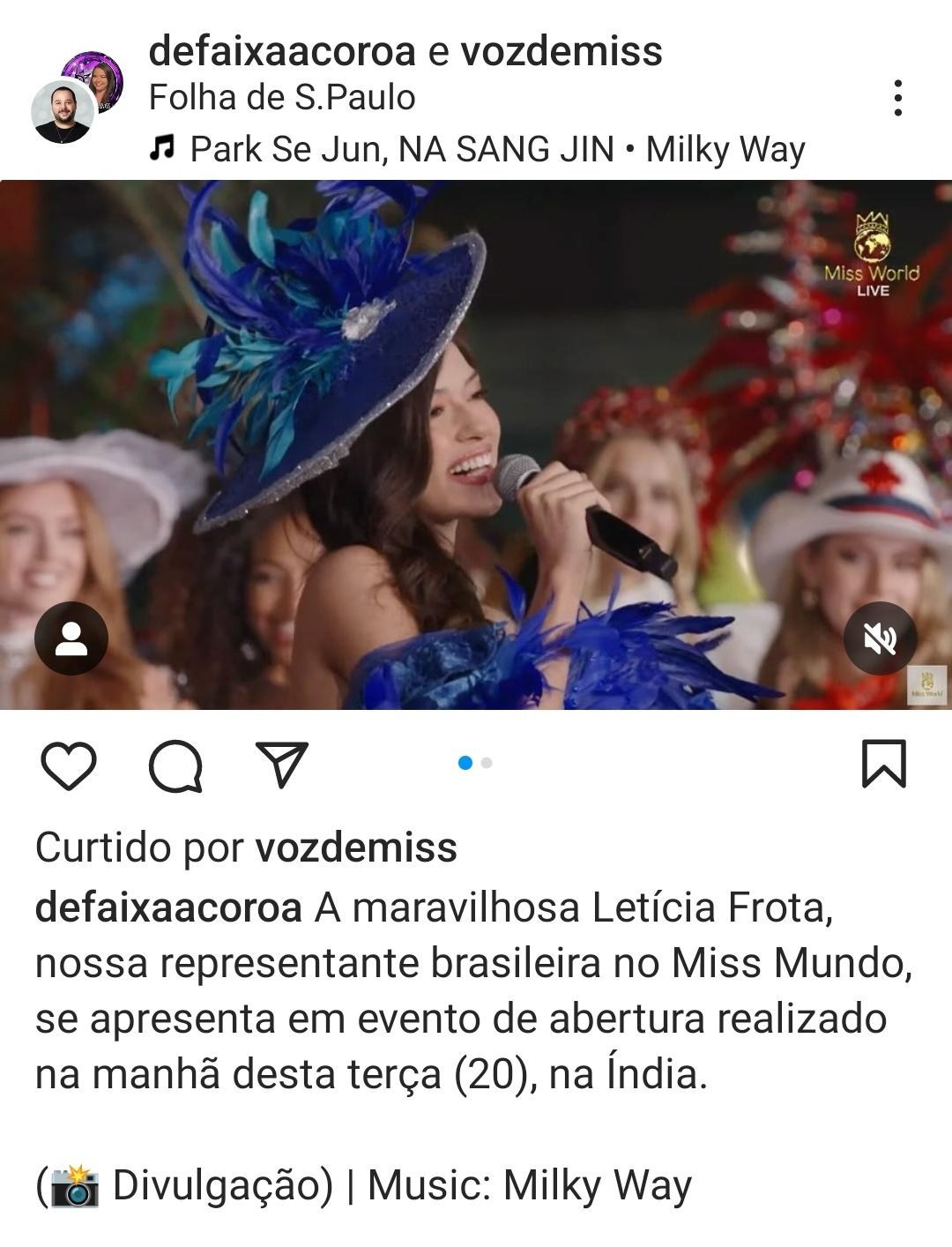 LETÍCIA FROTA DO BRASIL... NOITE DE APRESENTAÇÃO E TRAJE TÍPICO ...