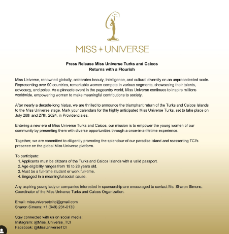 Miss Universe Turks and Caicos 2024