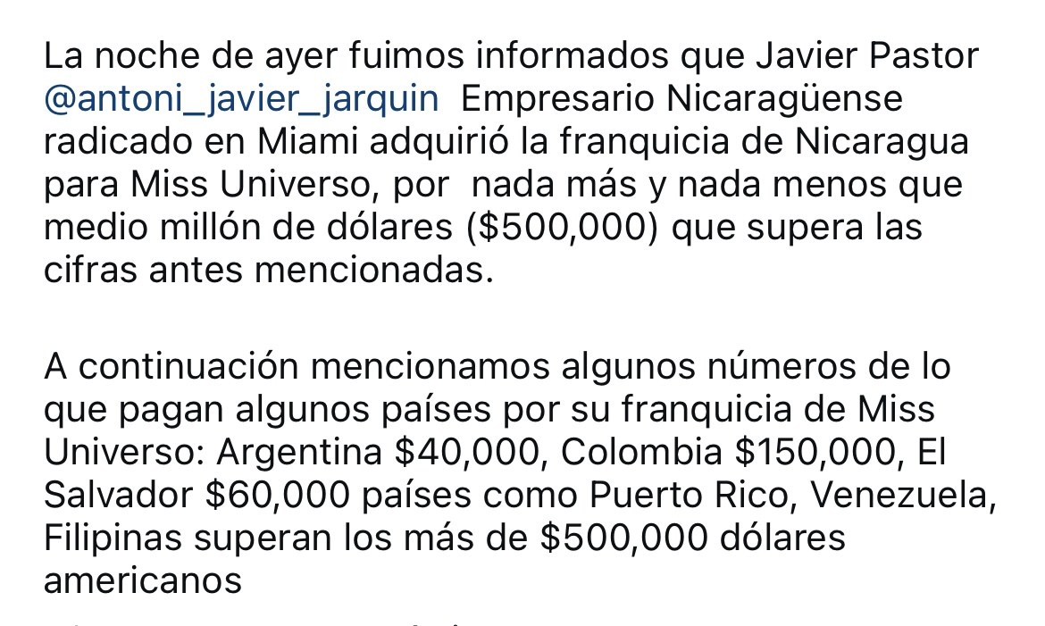 EL NUEVO DUEÑO OFICIAL DEL MISS NICARAGUA.LA FRANQUICIA COSTÓ - Página ...