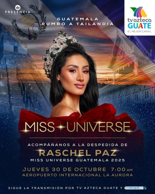 Nuestra Miss Universe Guatemala 2025, Raschel Paz, emprende su viaje hacia Tailandia para repres.jpg