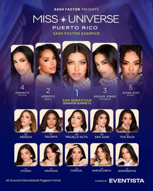 Miss Universe Puerto Rico 2026 Sash Factor SashPick 1. San Sebastian - @barretojenniferpr2. Arro.jpg